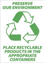 AccuformNMC "Preserve Our Environment - Place Recyclable Products in the Appropriate Containers", 10" Long x 14" Wide, Rigid Plastic Safety Sign Rectangle, 0.05" Thick, Use for Restroom, Janitorial & Housekeeping ENV35RB - 79615498