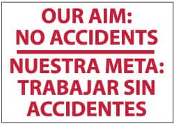 AccuformNMC "Our Aim - No Accidents", 14" Long x 20" Wide, Pressure-Sensitive Vinyl Safety Sign Rectangle, 0.004" Thick, Use for Accident Prevention M438PC - 79806162
