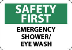 AccuformNMC "Safety First - Emergency Shower/Eye Wash", 7" Long x 10" Wide, Rigid Plastic Safety Sign Rectangle, 0.05" Thick, Use for First Aid SF45R - 79806790