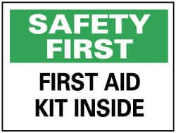 AccuformNMC "Safety First - First Aid Kit Inside", 7" Long x 10" Wide, Rigid Plastic Safety Sign Rectangle, 0.05" Thick, Use for First Aid SF47R - 79806832