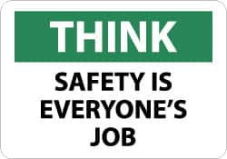 AccuformNMC "Think - Safety Is Everyones Job", 7" Long x 10" Wide, Rigid Plastic Safety Sign Rectangle, 0.05" Thick, Use for Accident Prevention TS123R - 79918777