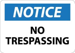 AccuformNMC "Notice - No Trespassing", 10" Long x 14" Wide, Pressure-Sensitive Vinyl Safety Sign Rectangle, 0.004" Thick, Use for Security & Admittance N218PB - 83729772
