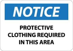 AccuformNMC "Notice - Protective Clothing Required in This Area", 7" Long x 10" Wide, Rigid Plastic Safety Sign Rectangle, 0.05" Thick, Use for Accident Prevention N220R - 83731299