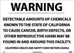 AccuformNMC "Warning - Detectable Amounts of Chemicals Known to the State of California to Cause Cancer, Birth Defects or Other...", 10" Long x 14" Wide, Pressure-Sensitive Vinyl Safety Sign Rectangle, 0.004" Thick CP11PB - 83731596