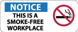 AccuformNMC "Notice - This Is a Smoke-Free Workplace", 7" Long x 17" Wide, Rigid Plastic Safety Sign Rectangle, 0.05" Thick, Use for Smoking Regulations SA190R - 83733006