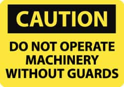AccuformNMC "Caution - Do Not Operate Machinery without Guards", 7" Long x 10" Wide, Rigid Plastic Safety Sign Rectangle, 0.05" Thick, Use for Accident Prevention C11R - 84361690