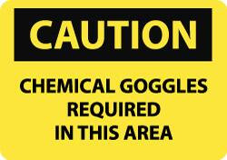 AccuformNMC "Caution - Chemical Goggles Required in This Area", 7" Long x 10" Wide, Rigid Plastic Safety Sign Rectangle, 0.05" Thick, Use for Accident Prevention C124R - 84361781
