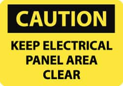 AccuformNMC "Caution - Keep Electrical Panel Area Clear", 10" Long x 14" Wide, Pressure-Sensitive Vinyl Safety Sign Rectangle, 0.004" Thick, Use for Accident Prevention C167PB - 84417625