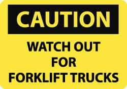 AccuformNMC "Caution - Watch Out for Fork Lift Trucks", 10" Long x 14" Wide, Aluminum Safety Sign Rectangle, 0.04" Thick, Use for Accident Prevention C215AB - 84418128