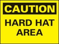 AccuformNMC "Caution - Hard Hat Area", 7" Long x 10" Wide, Rigid Plastic Safety Sign Rectangle, 0.05" Thick, Use for Accident Prevention C31R - 84481324