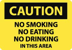 AccuformNMC "Caution - No Smoking - No Eating - No Drinking in This Area", 7" Long x 10" Wide, Pressure-Sensitive Vinyl Safety Sign Rectangle, 0.004" Thick, Use for Accident Prevention C360P - 84481761
