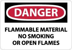 AccuformNMC "Danger - Flammable Material - No Smoking or Open Flames", 7" Long x 10" Wide, Pressure-Sensitive Vinyl Safety Sign Rectangle, 0.004" Thick, Use for Accident Prevention D117P - 84648195