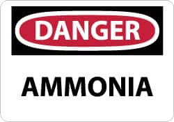 AccuformNMC "Danger - Ammonia", 7" Long x 10" Wide, Rigid Plastic Safety Sign Rectangle, 0.05" Thick, Use for Hazardous Materials D129R - 84657436