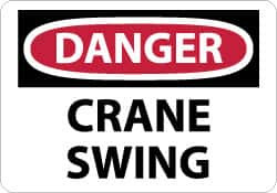AccuformNMC "Danger - Crane Swing", 7" Long x 10" Wide, Rigid Plastic Safety Sign Rectangle, 0.05" Thick, Use for Accident Prevention D405R - 84661321