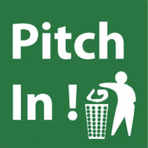 AccuformNMC "Pitch in!", 7" Long x 7" Wide, Rigid Plastic Safety Sign Square, 0.05" Thick, Use for Restroom, Janitorial & Housekeeping S47R - 86529112