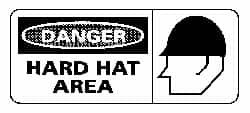AccuformNMC "Danger - Hard Hat Area", 7" Long x 17" Wide, Rigid Plastic Safety Sign Rectangle, 0.05" Thick, Use for Accident Prevention SA104R - 86529443