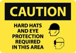 AccuformNMC "Caution - Hard Hats and Eye Protection Required in This Area", 10" Long x 14" Wide, Aluminum Safety Sign Rectangle, 0.04" Thick, Use for Accident Prevention C506AB - 88233424