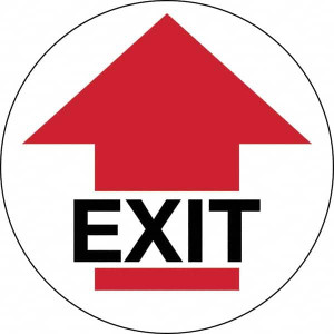 NMC "Exit", 2-1/2" Wide x 2-1/2" High, Aluminum Safety Sign English, Round, 0.1" Thick, Use for Workplace/Safety VSPL3 - 98962897