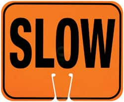 AccuformNMC "Slow," 12-3/4" Wide x 10-1/2" High Plastic Construction Roadway Sign Black on Orange, Rectangle, Cone Mount CS12 - 05196548