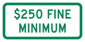 AccuformNMC "Minimum Fine $250," 12" Wide x 6" High Aluminum No Parking & Tow Away Sign 0.04" Thick, Green on White, Rectangle, Post Mount TMAS16G - 37663655