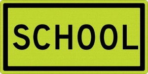 AccuformNMC "School," 24" Wide x 12" High Aluminum Warning & Safety Reminder Sign 0.08" Thick, Black on Yellow, Rectangle, Diamond Grade Reflectivity, Post Mount TM604DG - 37742137