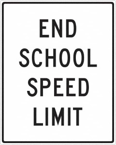 AccuformNMC "End School Speed Limit," 24" Wide x 30" High Aluminum Traffic Control Sign 0.08" Thick, Black on White, Rectangle, Engineer Grade Reflectivity, Post Mount TM601J - 37742210
