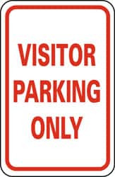 AccuformNMC "Visitor Parking Only," 12" Wide x 18" High Aluminum Parking Lot Traffic Sign 0.04" Thick, Red on White, Rectangle, Wall Mount TM7G - 60755824