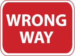 AccuformNMC "Wrong Way," 24" Wide x 18" High Aluminum Traffic Control Sign 0.08" Thick, Red on White, Rectangle, High Intensity Reflectivity, Post Mount TM133K - 72316425