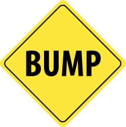 AccuformNMC "Bump," 24" Wide x 24" High Aluminum Traffic Control Sign 0.08" Thick, Black on Yellow, Diamond, High Intensity Reflectivity, Post Mount TM207K - 72317217