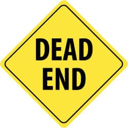 AccuformNMC "Dead End," 24" Wide x 24" High Aluminum Traffic Control Sign 0.08" Thick, Black on Yellow, Diamond, Engineer Grade Reflectivity, Post Mount TM210J - 72317274