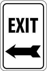 AccuformNMC "Exit," Left Arrow, 12" Wide x 18" High Aluminum Parking Lot Traffic Sign 0.08" Thick, Black on White, Rectangle, High Intensity Reflectivity, Post Mount TM79K - 72318009