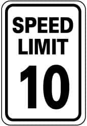 AccuformNMC "Speed Limit 10," 18" Wide x 24" High Aluminum Speed Limit Sign 0.08" Thick, Black on White, Rectangle, Engineer Grade Reflectivity, Post Mount TM18J - 81785289