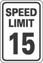 AccuformNMC "Speed Limit 15," 18" Wide x 24" High Aluminum Speed Limit Sign 0.08" Thick, Black on White, Rectangle, Engineer Grade Reflectivity, Post Mount TM19J - 81785297