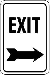 AccuformNMC "Exit," Right Arrow, 12" Wide x 18" High Aluminum Parking Lot Traffic Sign 0.04" Thick, Black on White, Rectangle, Wall Mount TM80G - 81786014
