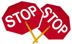 AccuformNMC "Stop," 18" Wide x 18" High Plastic Stop & Yield Sign Black on Orange, White on Red, Octagon, Handheld PS2 - 85233419