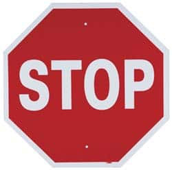 AccuformNMC "Stop," 24" Wide x 24" High Aluminum Stop & Yield Sign 0.063" Thick, White on Red, Octagon, Post Mount TM13H - 94066651