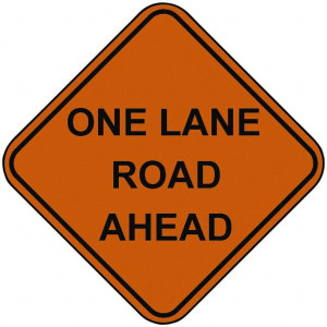 PRO-SAFE "One Lane Road Ahead," 48" Wide x 48" High Nylon Construction Roadway Sign Orange, Square, Sign Stand 07-800-4017 - 50915354