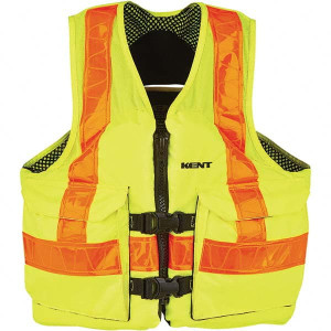 Kent Safety Products Life Jackets & Vests, Type: Hi-viz Mesh Vest, Size: Large, Material: Retroreflective, Minimum Buoyancy (lbs): 15.5 (Pounds), USCG Rating: 3 15080041004015 - 90761560