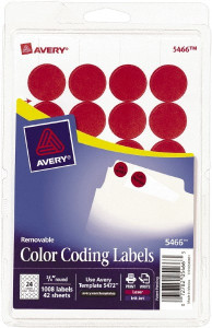 Avery 3/4" x 3/4" Red Paper Color Coding Labels For Laser/Inkjet Printers 05466 - 54710033
