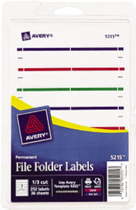 Avery 11/16" x 3-7/16" Assorted Paper File Folder Label For Laser/Inkjet Printers 05215 - 54710090