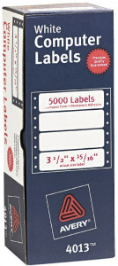Avery Pack of (5,000), 15/16" x 3-1/2", White Paper Dot Matrix Labels For Dot Matrix Printers 04013 - 81629701
