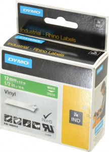 DYMO 1/2" x 18 ft. Green Vinyl Label Printer Cartridge For RHINO 1000, 3000, 4200, 5000, 5200,6000, 6500 1805414 - 45715869