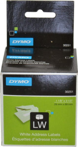 DYMO 1-1/8" x 3-1/2" White Die Cut Paper with Semi Perm. Adhesive Shipping Label For DYMO LabelWriter Printers 30251 - 86608890