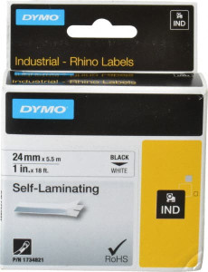 DYMO Rhino 1" x 18 ft. White Vinyl Self Laminating Label For RHINO 6000 or RHINO 6500 1734821 - 53341301