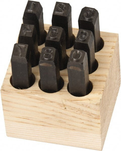 Made in USA 9 Piece, 1/4" Character Steel Stamp Set Figures, Standard 06091 - 00200162