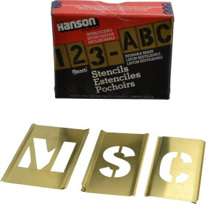 C.H. Hanson 33 Piece, 1-1/2 Inch Character Size, Brass Stencil Contains Letter Set 10029 - 00198143