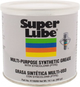 Synco Chemical Super Lube 14.1 oz Canister Synthetic Lubricant w/PTFE General Purpose Grease Translucent White, Food Grade, 450°F Max Temp, NLGIG 00, 41160/00 - 57358194