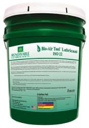 Renewable Lubricants 5 Gal Pail, ISO 22, Air Tool Oil -40°F to 420°, Series Bio-Air 83104 - 62685409