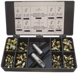 PROLUBE 101 Piece, Metric, Box Plastic Steel Grease Fitting Set Includes Metric Thread Types, Includes M10x1: (20) Straight, (5) 45°, (10) 90°, M6x1: (30) Straight, (5) 45°, (10) 90°, M8x1: (14) Straight, (5) 90° GFTESOKIT/M-101 - 85062198