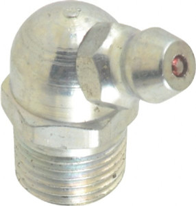 Alemite 65° Head Angle, 1/8 PTF Steel Standard Grease Fitting 7/16" Hex, 27/32" Overall Height, 19/64" Shank Length, 10,000 Operating psi, Zinc Plated Finish 1612-B - 03244415
